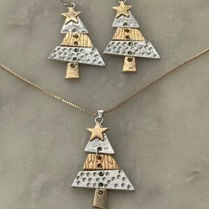 Gold and Silver Christmas Tree Jewelry Set